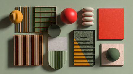 Moodboard screen combining texture, color, and D form concepts for creative directionの素材