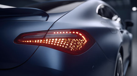 Rear lights with intelligent LED matrix technology lit up in close-up shotの素材