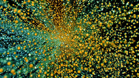 Vibrant image of digital nodes forming a web-like structure, symbolizing internet connectivityの素材