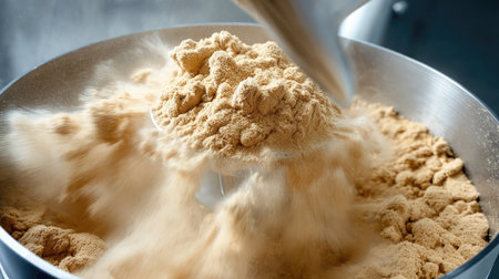 High-speed blender mixing protein powder in a smart processing machineの素材