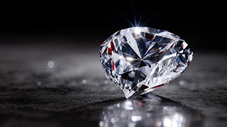 A mesmerizing close-up of a sparkling diamond gemstone, showcasing its incredible clarity and brilliance against a dark background, perfect for luxury themes.の素材