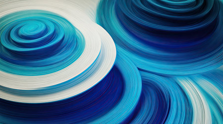 This captivating abstract image features dynamic blue swirls and waves, creating a sense of motion and fluidity. It serves as a striking background or artistic element.の素材