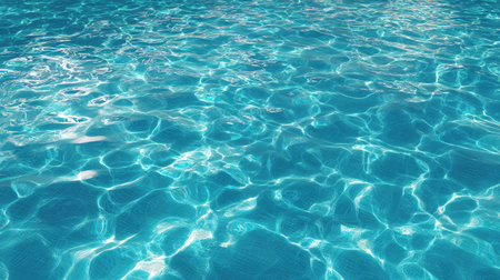 This image features the serene and crystal-clear surface of water, beautifully illuminated by sunlight, perfect for evoking tranquility and relaxation.の素材