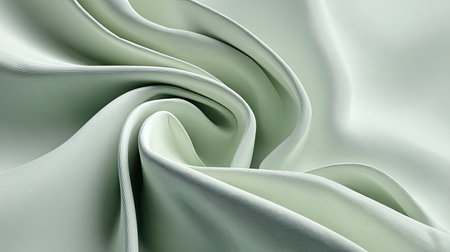 This image showcases an elegant soft green fabric texture featuring graceful folds and a smooth surface, perfect for textile design and backgrounds.の素材
