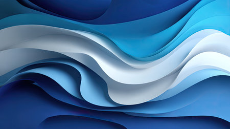 This abstract image features fluid waves in varying shades of blue and white, creating a soothing and dynamic textured background ideal for creative projects.の素材