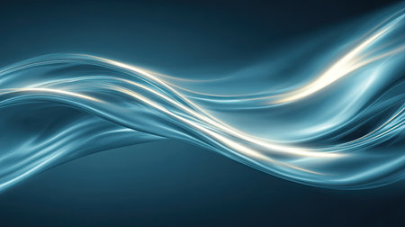 A mesmerizing image showcasing soft flowing waves of light in shades of blue and silver. The smooth textures and gentle gradients create a serene ambiance perfect for a modern design.の素材