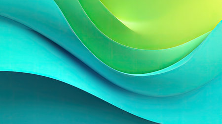 This abstract image features smooth waves of green and blue, creating a modern and tranquil atmosphere ideal for design projects, wallpapers, and backgrounds.の素材