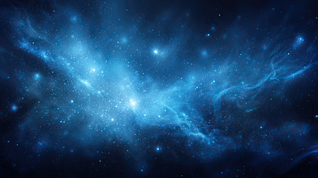 Explore a captivating cosmic background showcasing a stunning array of stars and nebulae in deep space. This vibrant blue and black scene evokes a sense of mystery and beauty, ideal for various creative projects.の素材