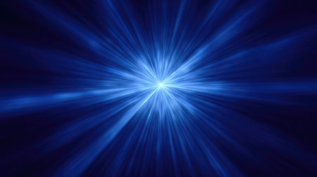 This captivating deep blue abstract background features radiating light effects that create a powerful sense of motion and energy, perfect for digital art.の素材