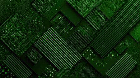 A captivating abstract design featuring various green geometric patterns and textures, perfect for modern design projects and creative applications.の素材