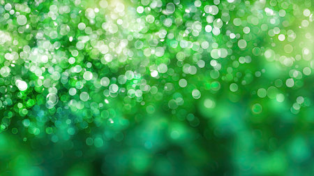 This vibrant green abstract image features bokeh effects with soft light highlights that create a serene atmosphere ideal for various creative projects.の素材