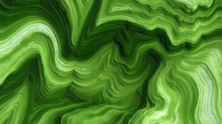 This captivating abstract artwork showcases fluid green swirls and intricate textures, ideal for various design projects, backgrounds, and artistic applications.の素材