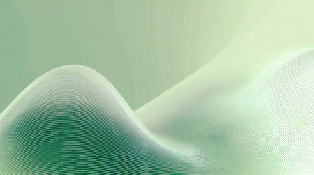 Abstract landscape with gentle curves in soft green gradients creates a tranquil and modern atmosphere, perfect for backgrounds or artistic projects.の素材