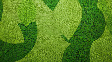 This abstract image features a vibrant and textured green leaf pattern, ideal for nature-inspired design projects or backgrounds that evoke freshness.の素材