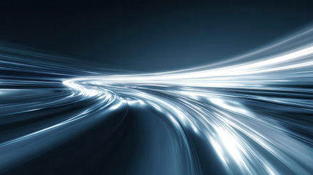 A mesmerizing abstract image showcasing flowing light trails against a dark backdrop, evoking motion and speed. Ideal for digital art and technology themes.の素材