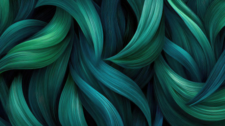 Beautiful abstract background featuring flowing green and teal wave patterns, perfect for design projects needing tranquil and modern visuals.の素材