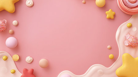 A delightful and colorful background featuring playful sweet treats in various shapes and textures, perfect for creative projects and celebrations.の素材
