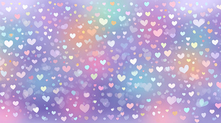 This vibrant and colorful heart pattern features soft gradients in pastel shades, perfect for backgrounds, digital designs, and festive decorations.の素材