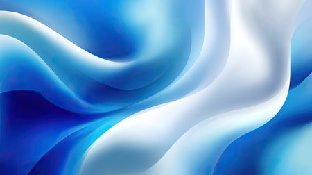 This beautifully flowing abstract background features shades of blue and white, perfect for projects needing elegance and modern creativity.の素材