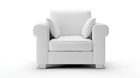 This modern white couch features plush cushions and a minimalist aesthetic, perfect for any living room or lounge area. Create a cozy atmosphere.の素材