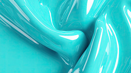 A stunning close-up of glossy turquoise liquid creates an abstract design with smooth curves and waves, ideal for creative and artistic projects.の素材