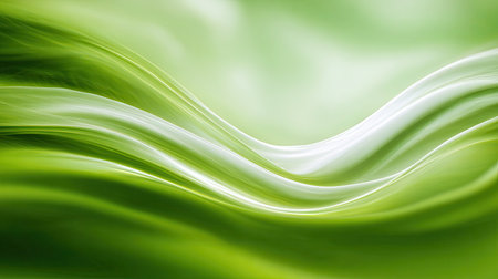 Soft and flowing green lines create an abstract background with smooth curves and gentle light effects, perfect for nature-inspired designs and relaxation themes.の素材