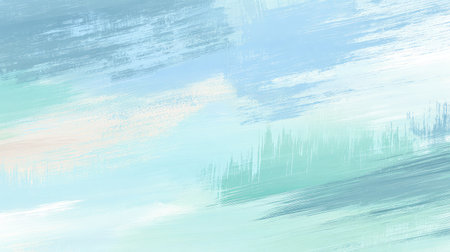 This soft abstract background features gentle brush strokes in cool blue and green tones, creating a calming and serene atmosphere perfect for creative projects.の素材