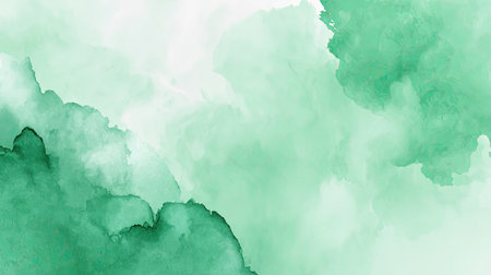 This soft green watercolor abstract background features gentle hues and flowing textures, perfect for enhancing creative design projects or artwork.の素材