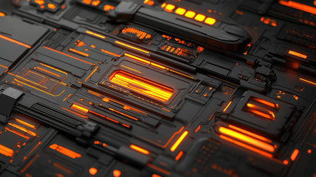 A dynamic concept of glowing abstract shapes and gradients in a futuristic design themeの素材