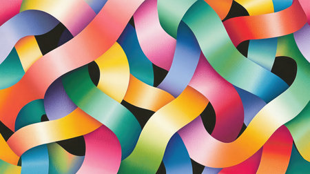 A colorful abstract digital pattern blending gradients and sharp lines seamlesslyの素材