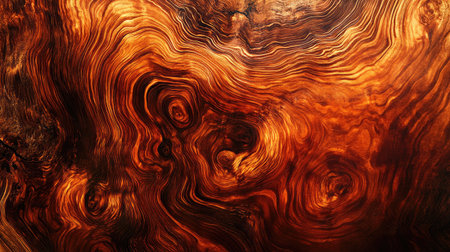 Close-up of radial wood grain from the cross-section of a tree trunk in warm tonesの素材