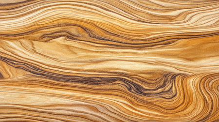 Natural acacia wood grain with swirling patterns and a rich caramel toneの素材