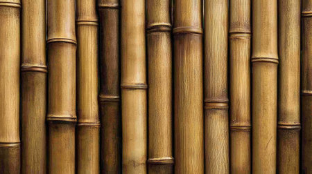 Smooth bamboo planks with a uniform grain pattern arranged side by sideの素材