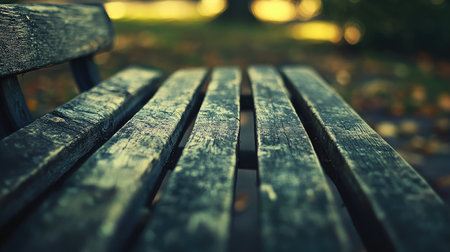 Close-up of wood grain on a rustic wooden bench with rough texturesの素材