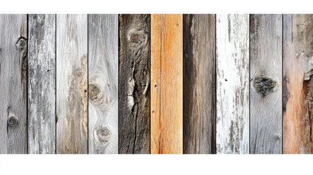 Rustic wood panel with a mix of weathered and polished textures in varying tonesの素材