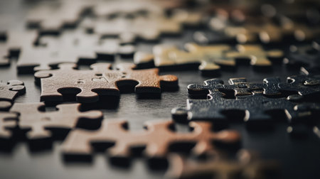 A jigsaw puzzle with the final piece about to be placed, representing the completion of a business strategyの素材