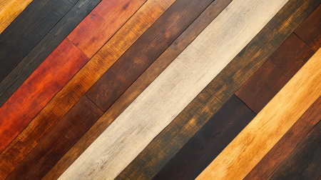 A diagonal pattern of wooden planks with alternating light and dark tonesの素材