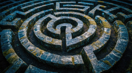 A labyrinth with a clear exit path, representing the navigation of complex business strategiesの素材