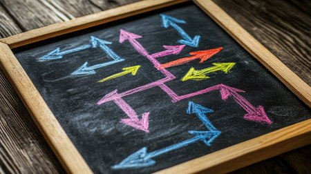 A flowchart with arrows leading to a successful outcome, representing a well-thought-out business strategyの素材