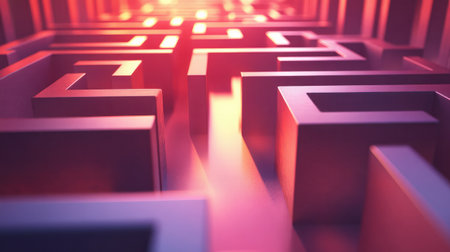 A labyrinth with a clear exit path, representing the navigation of complex business strategiesの素材