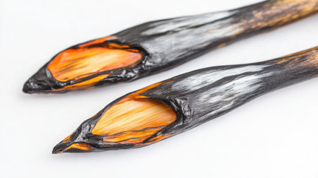 Close-up of two paintbrush strokes meeting and blending, representing a creative handshake and collaboration in artの素材