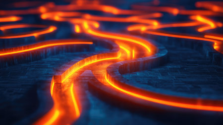 A maze with a highlighted path leading to the exit, symbolizing strategic planning in businessの素材