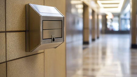 A close-up of a suggestion box placed in a common area, indicating an open-door policy and value for employee inputの素材