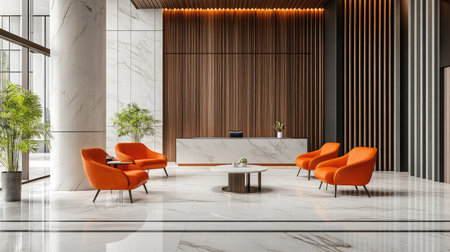 A bright, welcoming reception area with comfortable seating, symbolizing customer comfortの素材