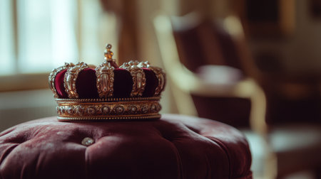A crown resting on a cushion, symbolizing authority and responsibility in leadershipの素材