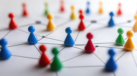 A holographic interface displaying interconnected nodes, illustrating the network of collaborative innovationの素材