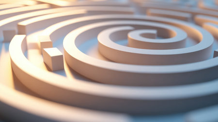 A labyrinth with a clear path leading to the center, representing leadership navigating complexityの素材