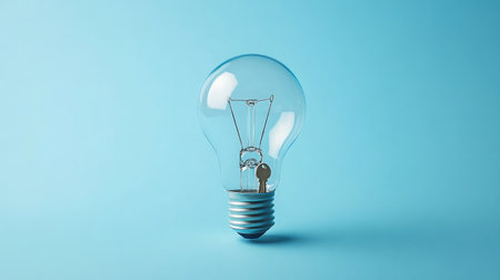 A lightbulb with a key inside, symbolizing unlocking potential through innovative ideasの素材