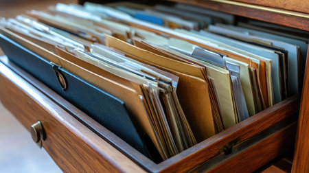 A neatly organized filing system, symbolizing efficient handling of customer informationの素材