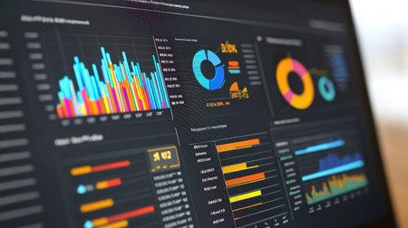 A project dashboard with key performance indicators, symbolizing real-time monitoringの素材